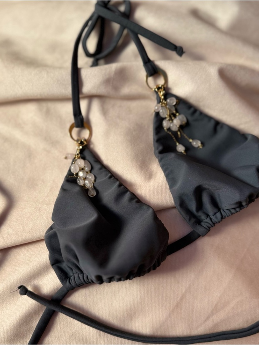 Jewelry Bikini Top with Removable Crystal Chain
